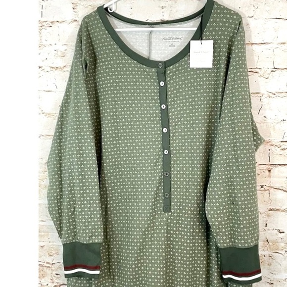 NWT Hearth Hand Magnolia women one piece pajamas butt flap union suit green XS - Picture 4 of 9